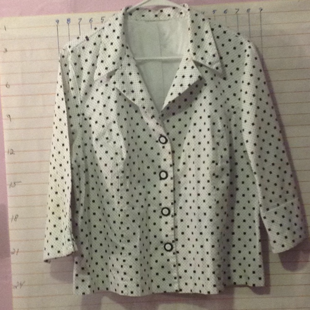 women's OFFICE JACKET - white w/black DOTS
